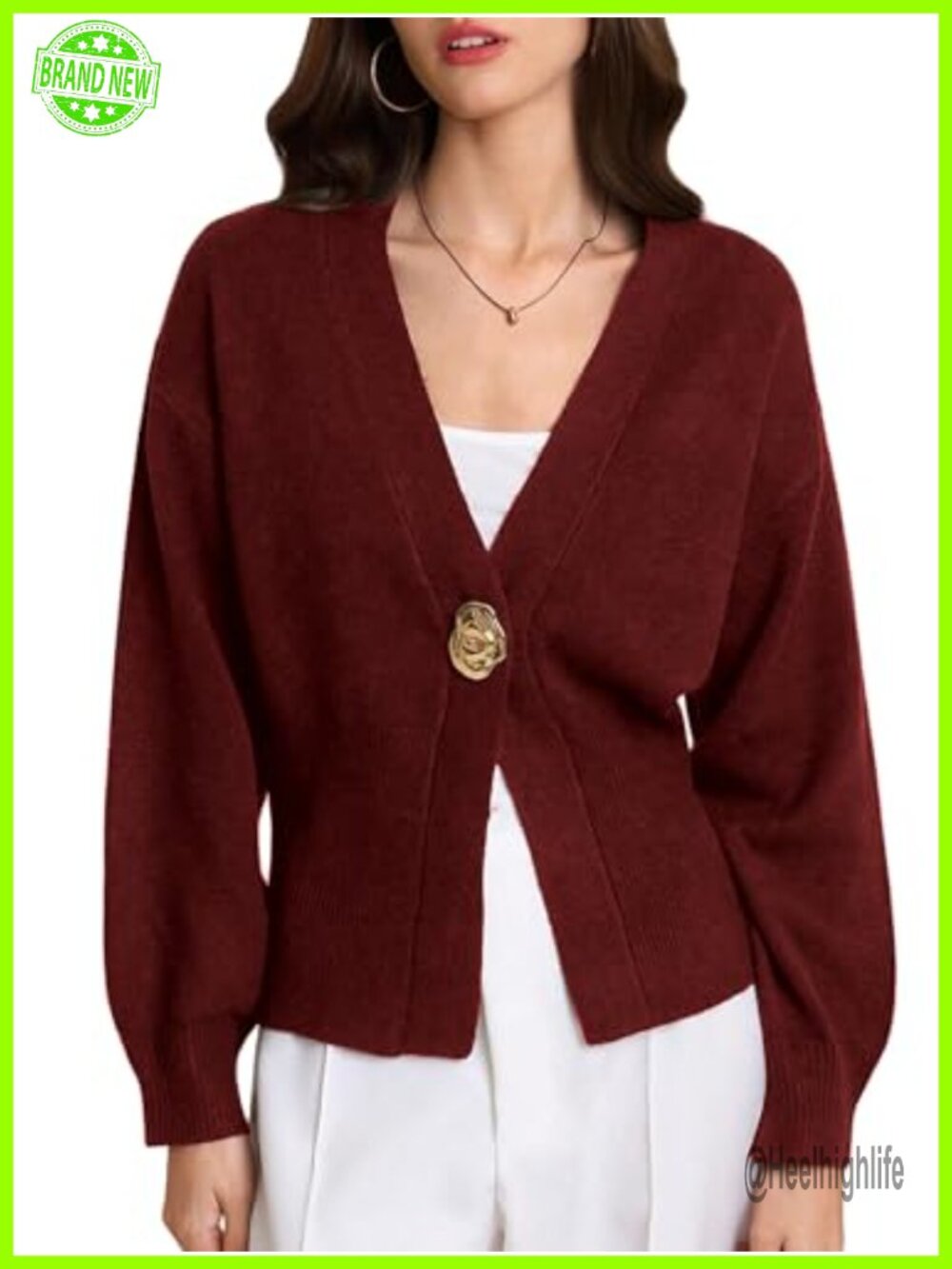 Women's Knit Cardigan Sweater Button Down Slit Hem Business Casual